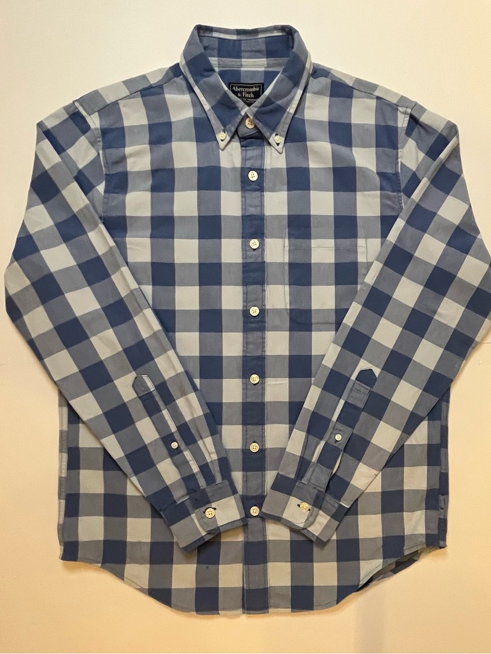 Abercrombie & Fitch Blue Buffalo Check Button Down Shirt Large